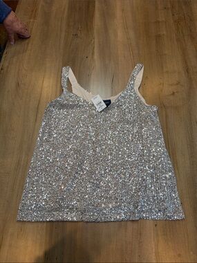 Daytrip Silver Sequin V-Neck Cami